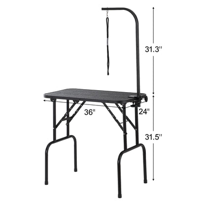 Foldable 32” Grooming Table Arm – Adjustable Height Clamp for Dogs & Cats