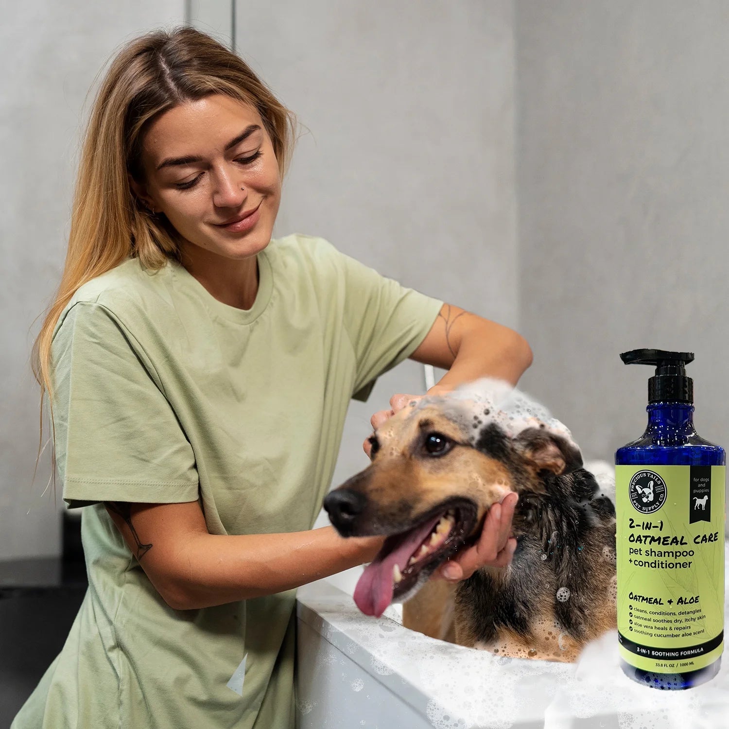 2 in 1 Pet Shampoo and Conditioner with Oatmeal Aloe Vera Cucumber 1000Ml