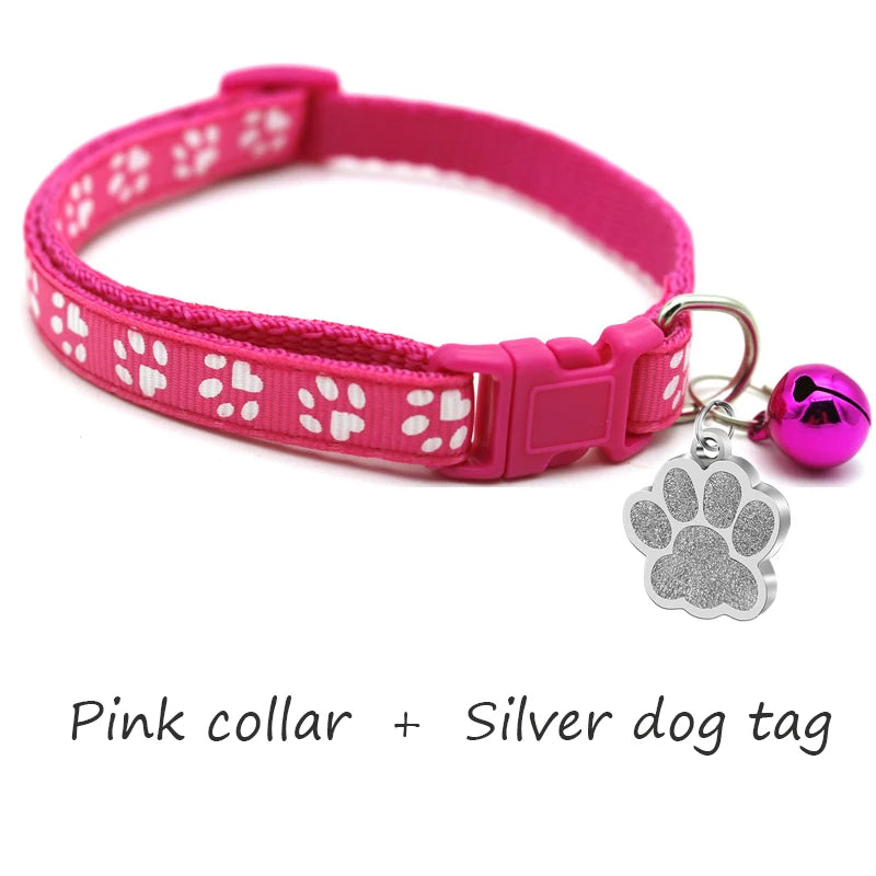 Custom Dog Collar with Name Tag & Bell – Personalized Pet ID Pendant