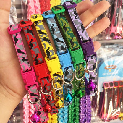 Camouflage Pet Collar – Adjustable Neck Strap with Bell for Dogs & Cats