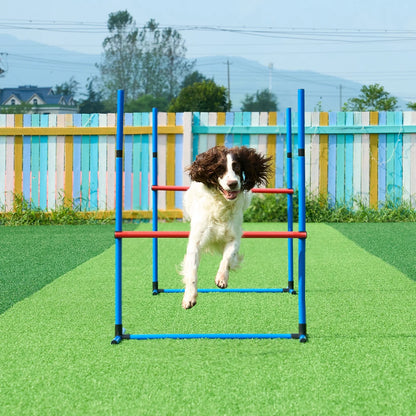 Dog Agility Training Equipment 7 PCS Set Upgrade W/ Hurdles 2 Tunnels Ring