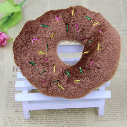 Plush Cotton Donut Chew Toy – Soft & Squeaky Fun for Puppies & Cats