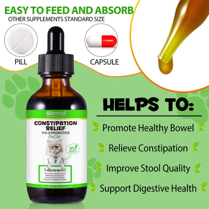 Cat Constipation Relief Drops – Natural Digestive Support with 6 Probiotics, 2oz